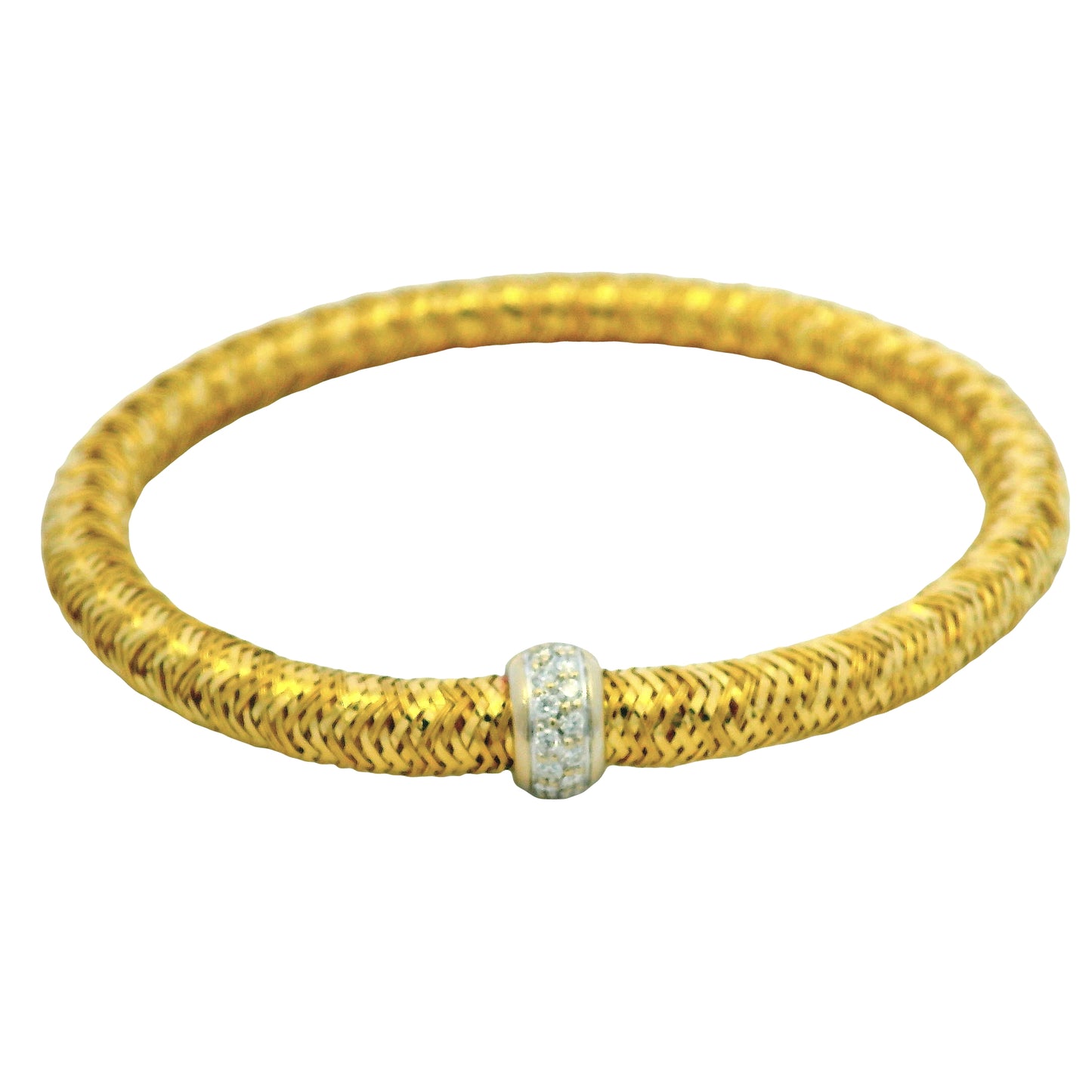 Roberto Coin 18k Yellow Gold Primavera Diamond Weave Bangle Bracelet