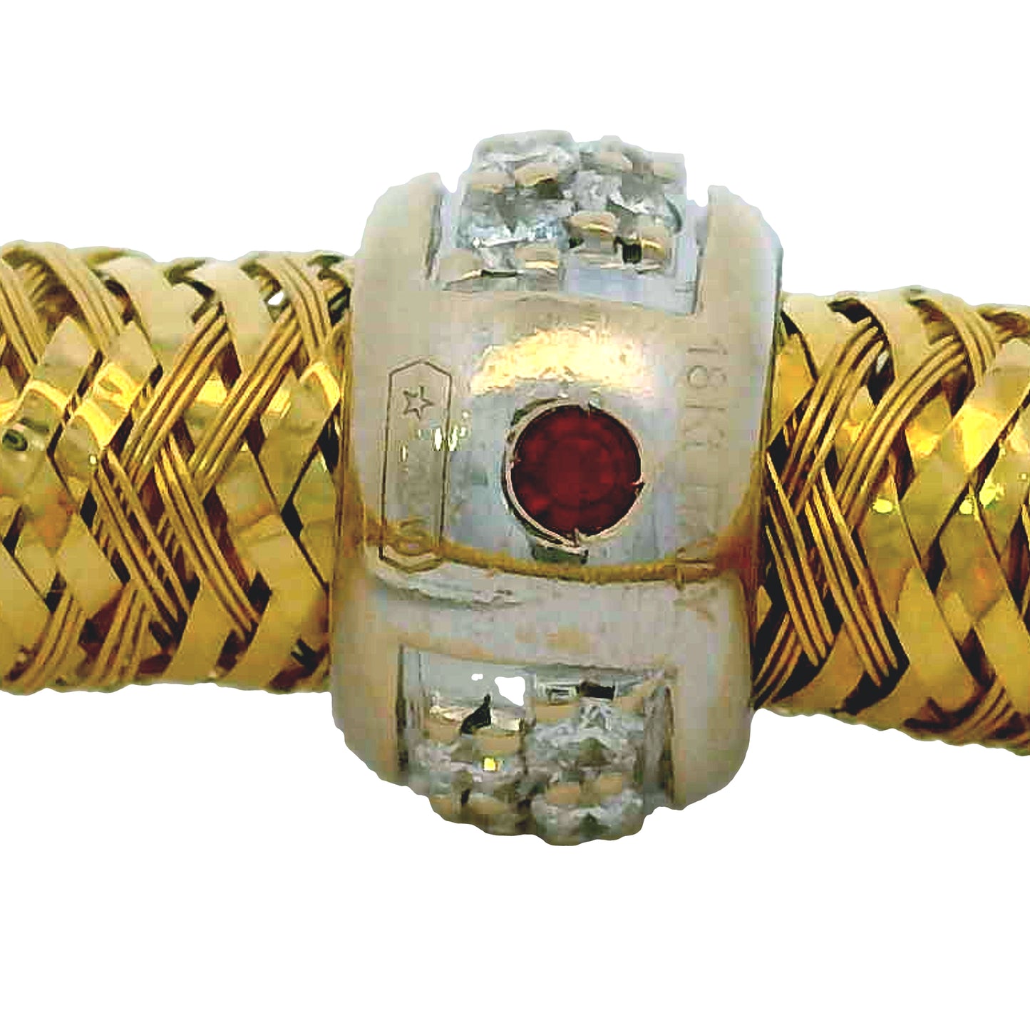 Roberto Coin 18k Yellow Gold Primavera Diamond Weave Bangle Bracelet