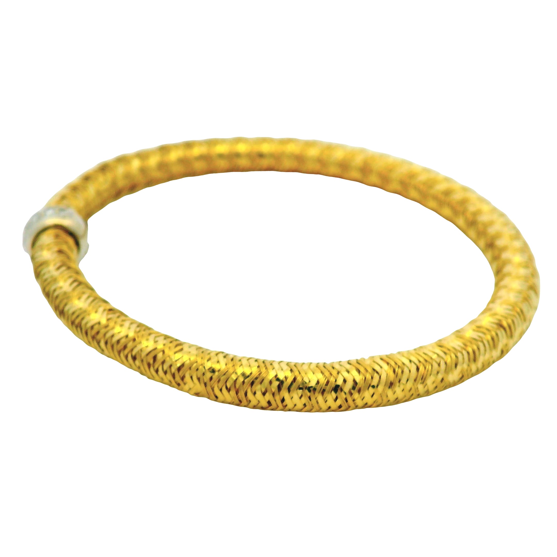 Roberto Coin 18k Yellow Gold Primavera Diamond Weave Bangle Bracelet