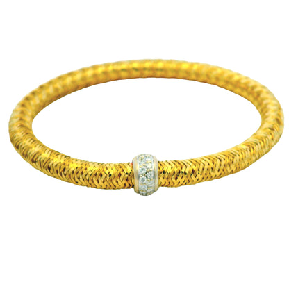 Roberto Coin 18k Yellow Gold Primavera Diamond Weave Bangle Bracelet