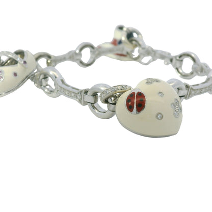 Aaron Basha 18K White Gold Diamond Charm Bracelet Featuring 4 Charms