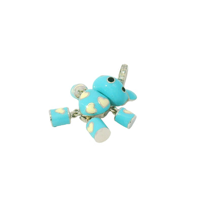 Aaron Basha 18k White Gold Light Blue Enamel Teddy Bear Diamond Charm