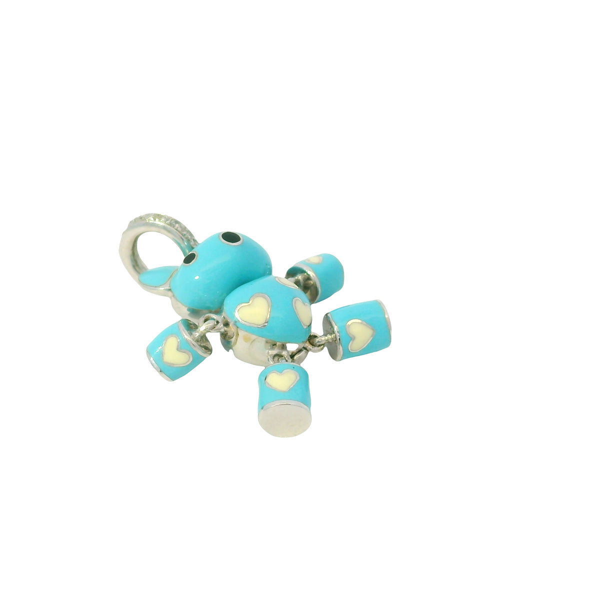 Aaron Basha 18k White Gold Light Blue Enamel Teddy Bear Diamond Charm