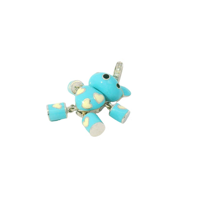 Aaron Basha 18k White Gold Light Blue Enamel Teddy Bear Diamond Charm