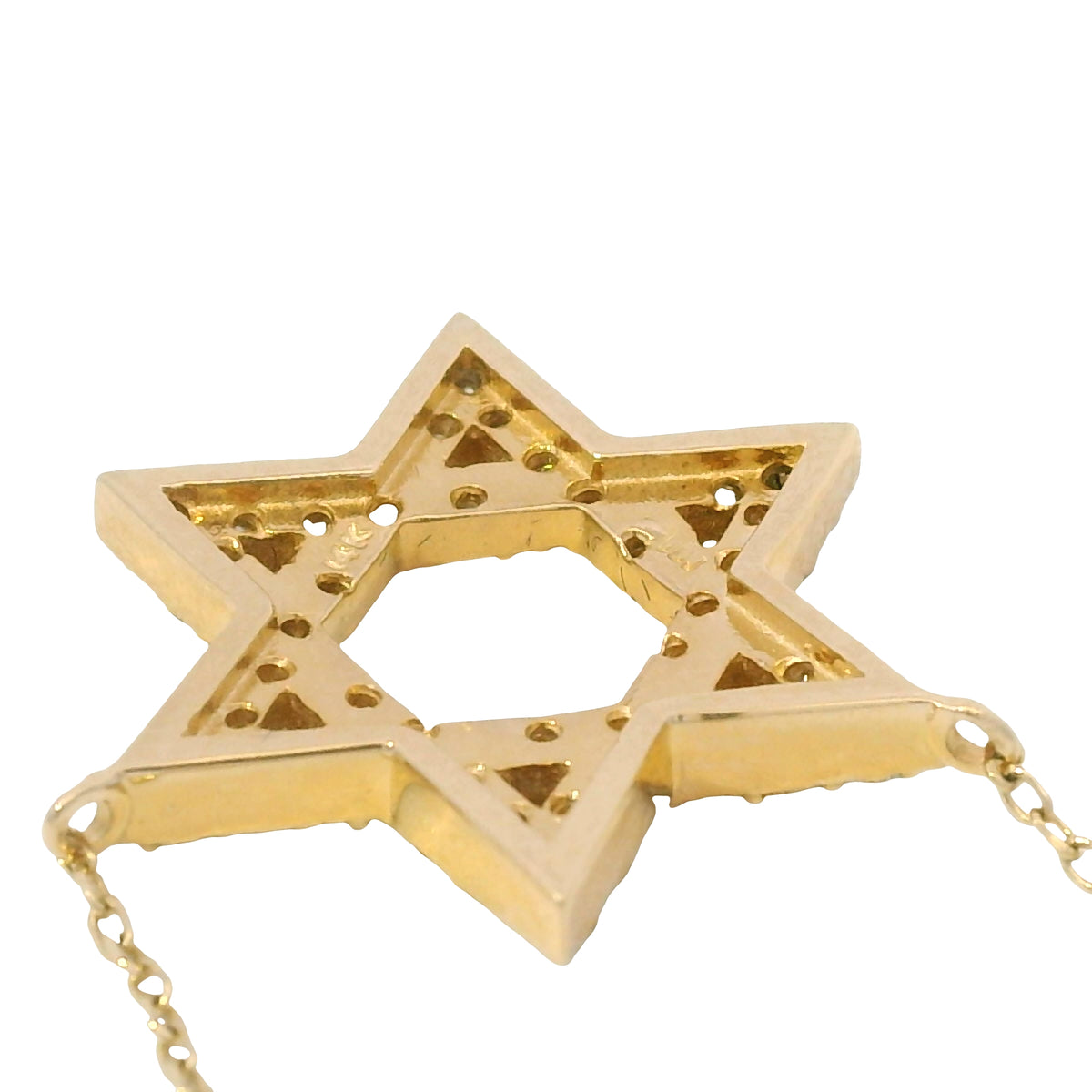 14k Yellow Gold Natural Round Diamond Star of David Pendant Necklace