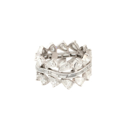 Platinum 6.28ctw Pear and Baguette Cut Diamond Eternity Ring