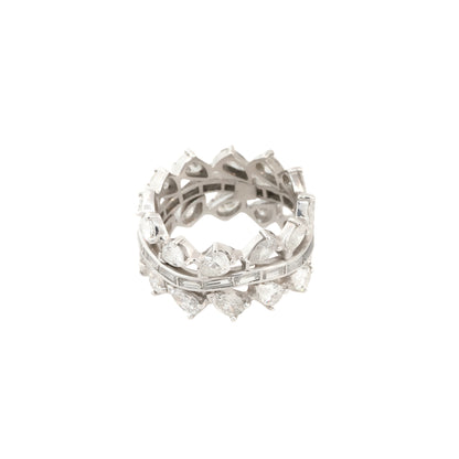 Platinum 6.28ctw Pear and Baguette Cut Diamond Eternity Ring