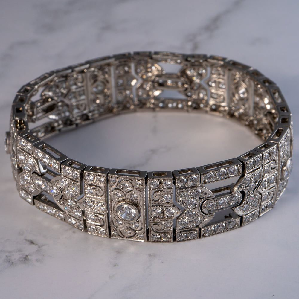 Platinum Natural 7.25 Carat Diamond Deco Style Bracelet — product photo 2