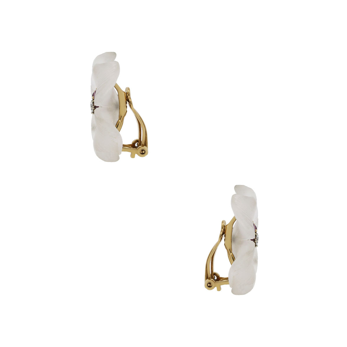 Tiffany & Co. 18k Yellow Gold Diamond and Ruby Crystal Earrings