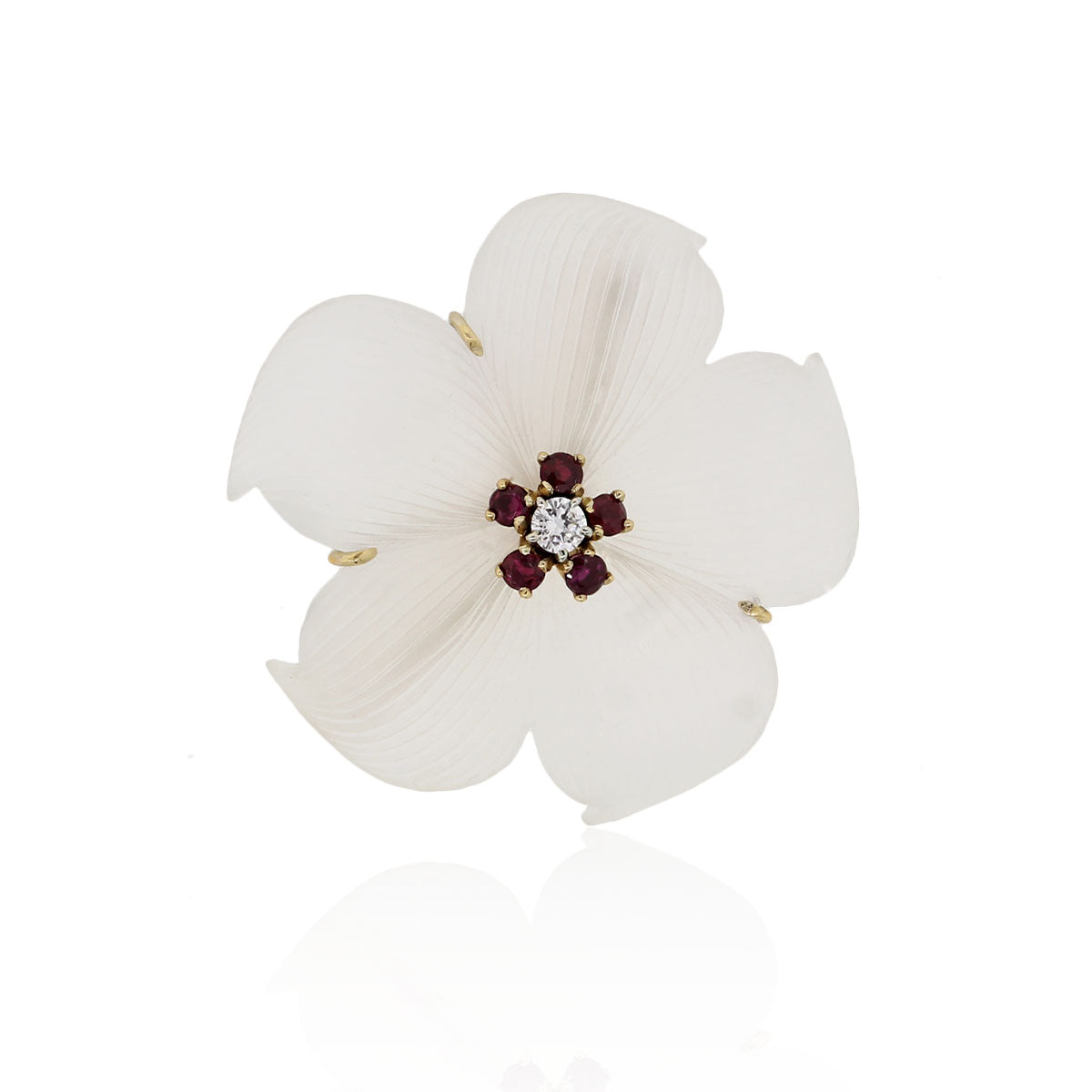 Tiffany & Co. 14k Yellow Gold Diamond and Ruby Brooch Pin