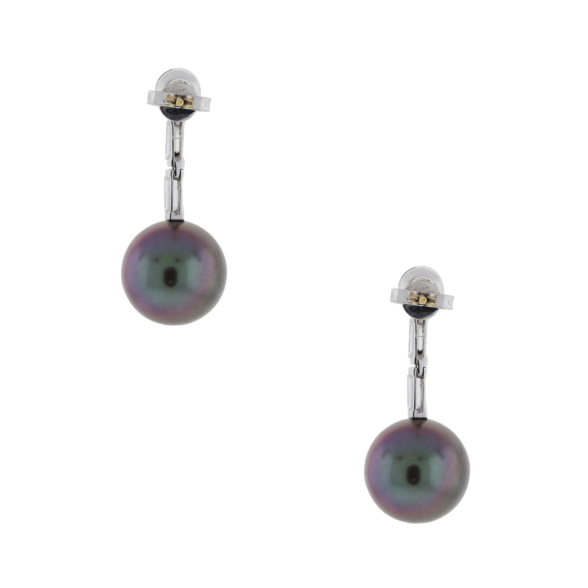Platinum 1ctw Diamond Tahitian Pearl Dangle Earrings