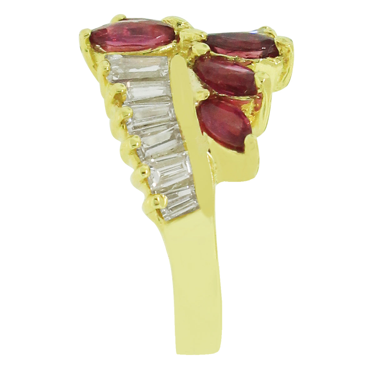 18k Yellow Gold 0.70ctw Ruby and 0.80ctw Diamond Ring