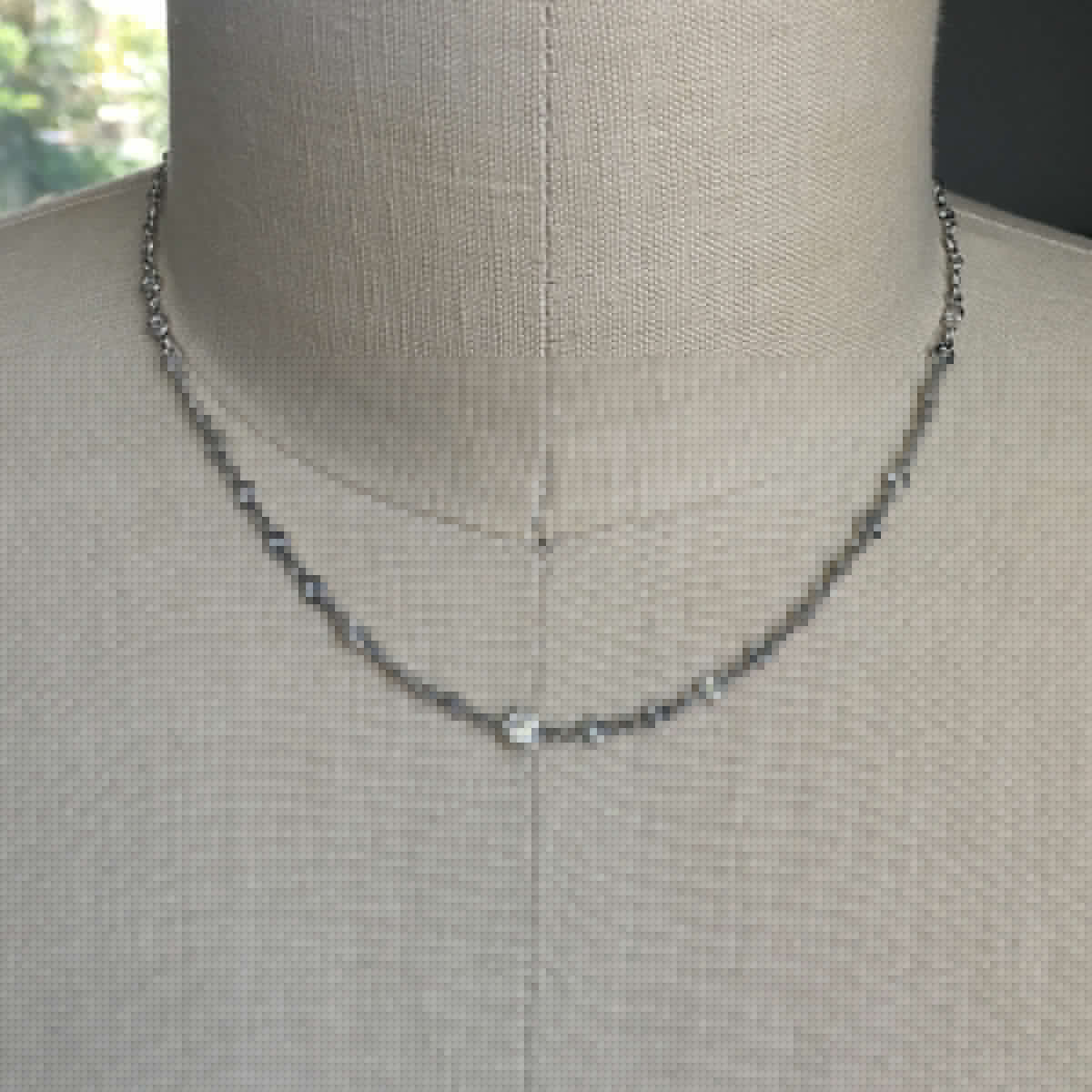 Platinum 2.48ctw 15" Diamonds By The Yard Necklace