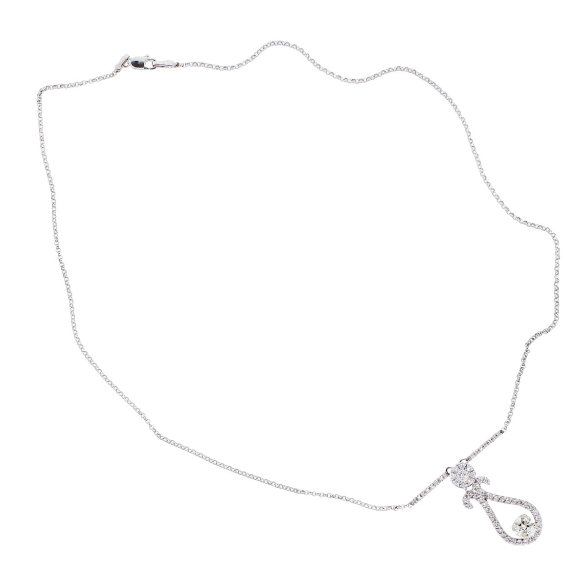 14k White Gold 1.40ctw Diamond Dangle Necklace