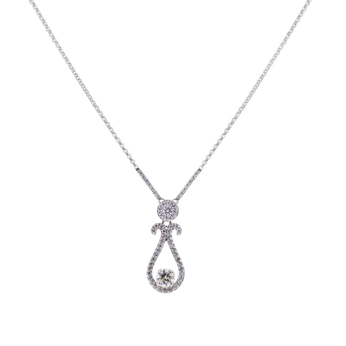 14k White Gold 1.40ctw Diamond Dangle Necklace