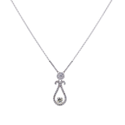14k White Gold 1.40ctw Diamond Dangle Necklace