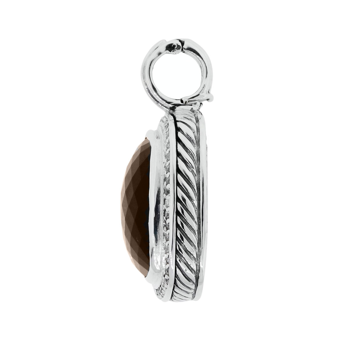 David Yurman Sterling Silver Smoky Quartz and Diamond Albion Pendant