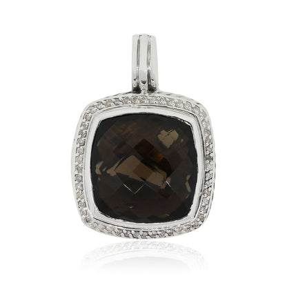 David Yurman Sterling Silver Smoky Quartz and Diamond Albion Pendant