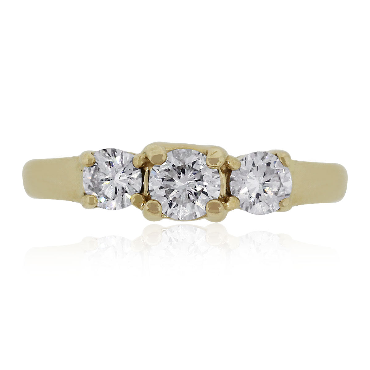 14k Yellow Gold 1ctw Three Stone Round Diamond Ring