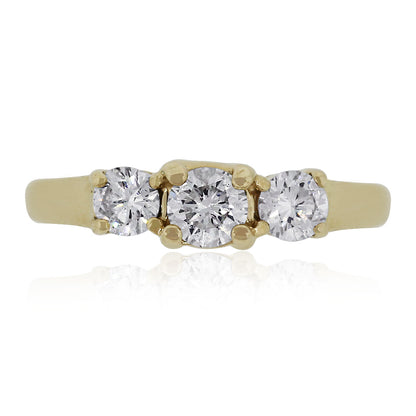 14k Yellow Gold 1ctw Three Stone Round Diamond Ring