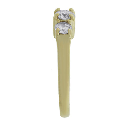 14k Yellow Gold 1ctw Three Stone Round Diamond Ring