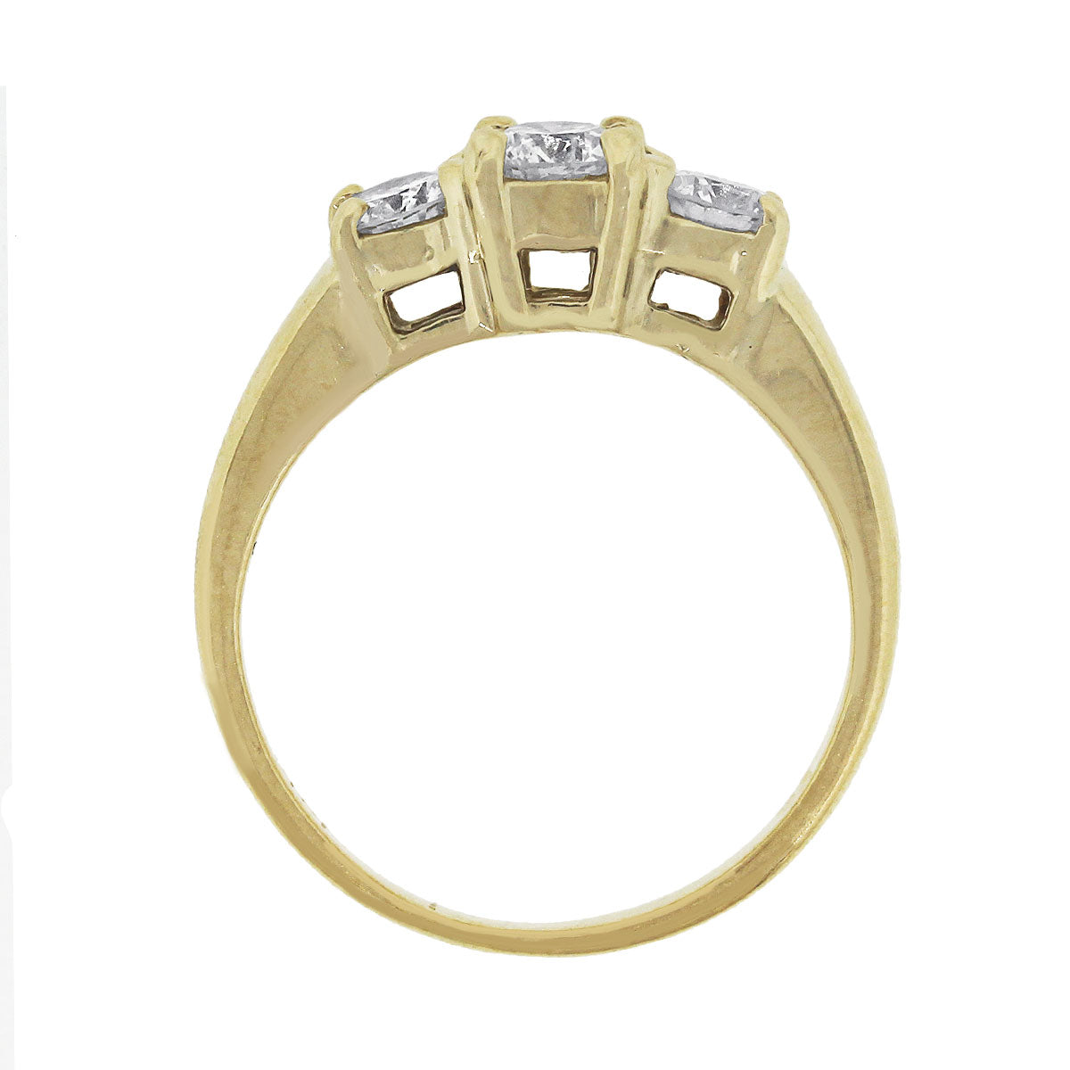 14k Yellow Gold 1ctw Three Stone Round Diamond Ring