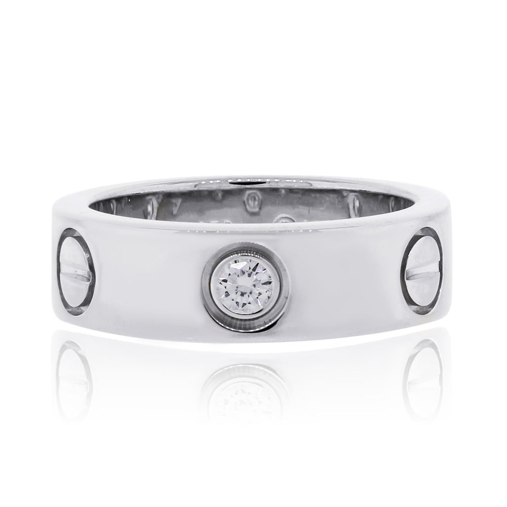 Cartier 18k White Gold 3 Diamond Size 48 Love Ring
