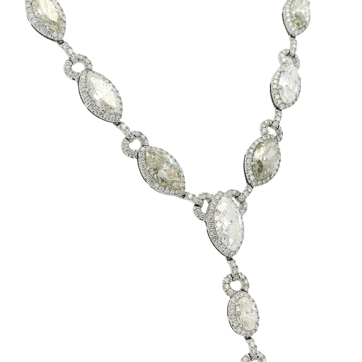 Platinum Natural Marquise & Pear Shape Diamond Lariat Necklace