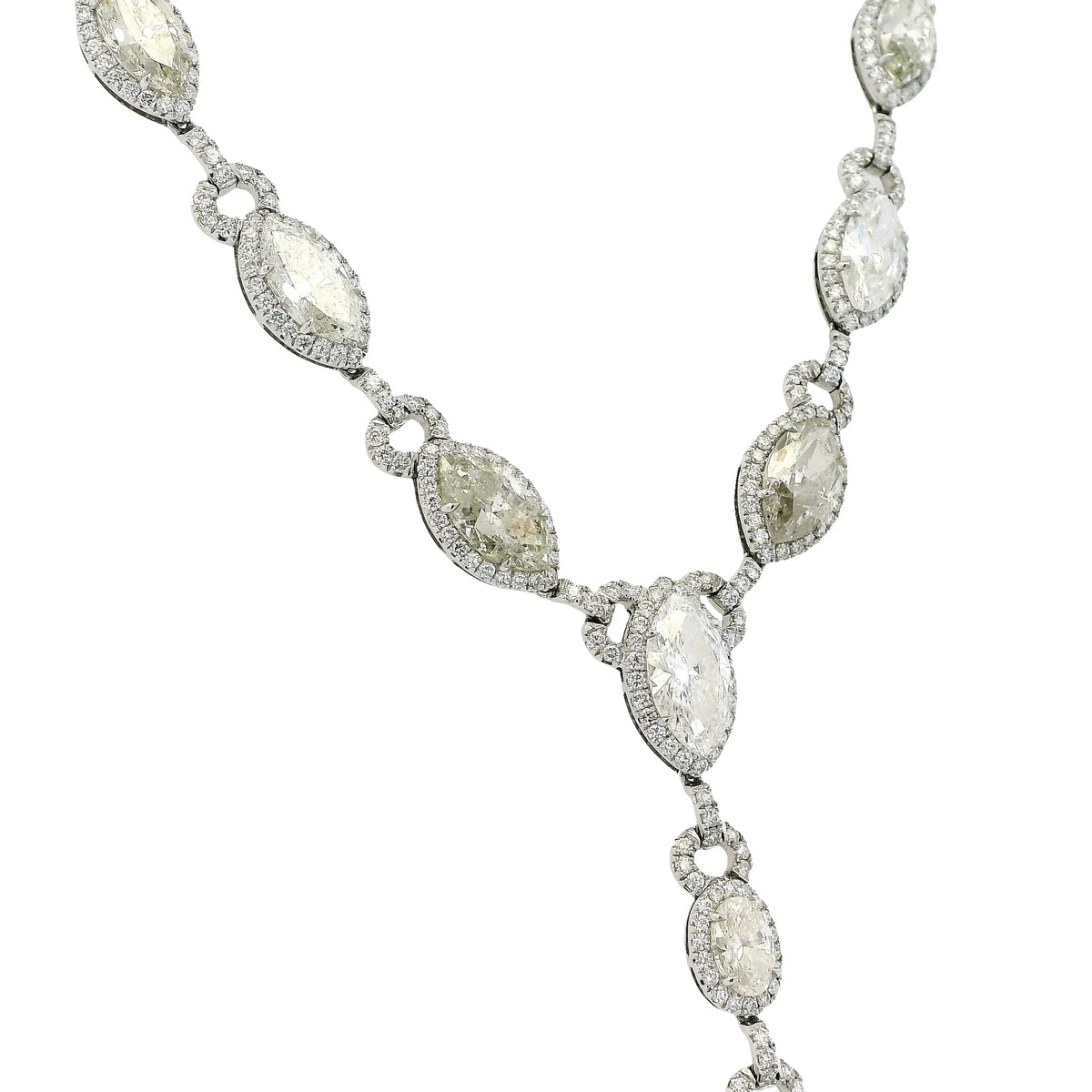 Platinum Natural Marquise & Pear Shape Diamond Lariat Necklace — product photo 2
