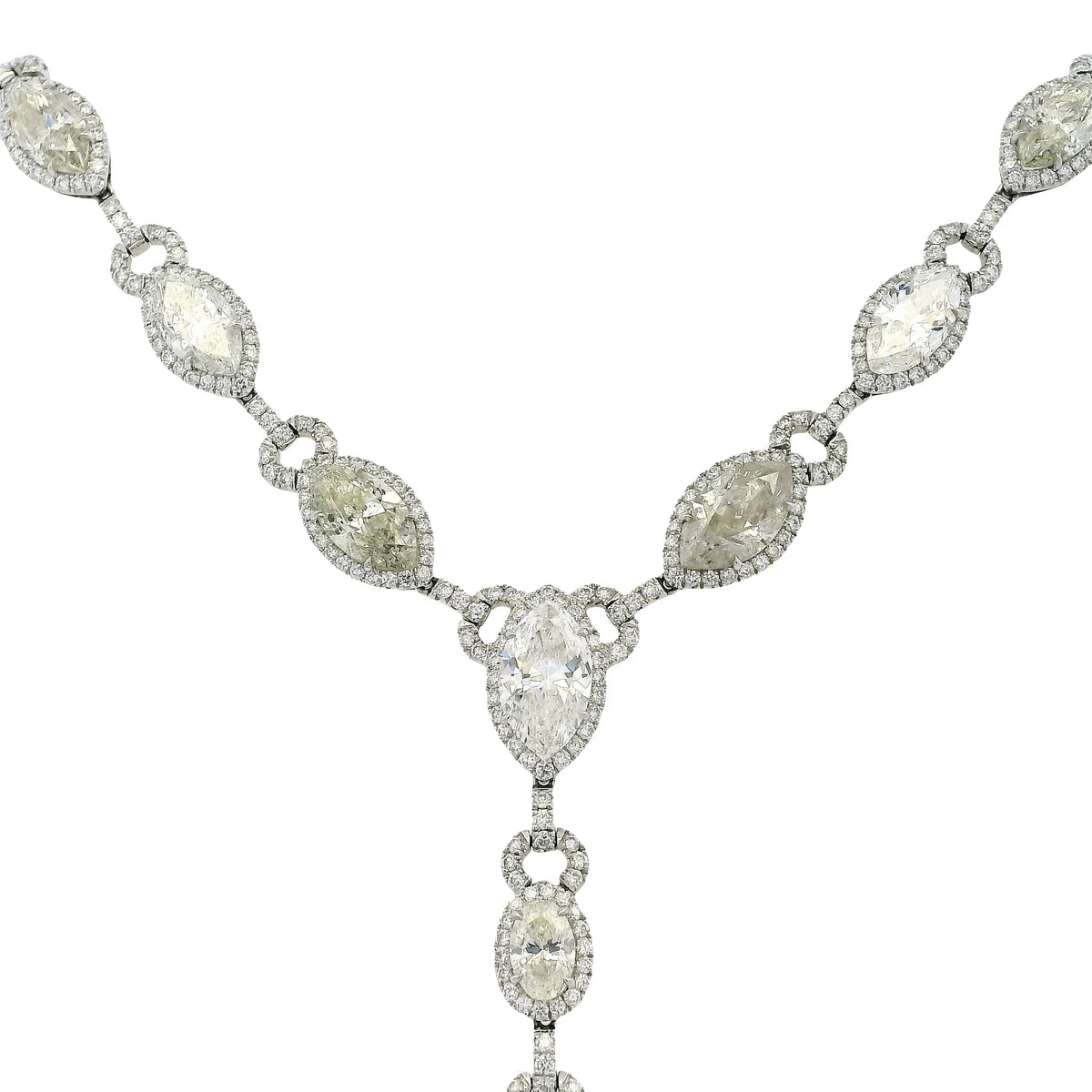 Platinum Natural Marquise & Pear Shape Diamond Lariat Necklace — product photo 1