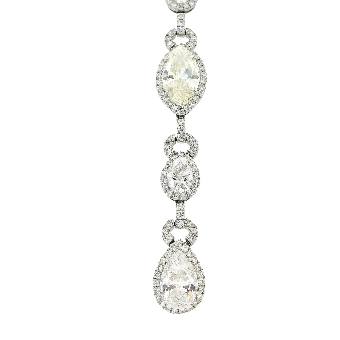 Platinum Natural Marquise & Pear Shape Diamond Lariat Necklace