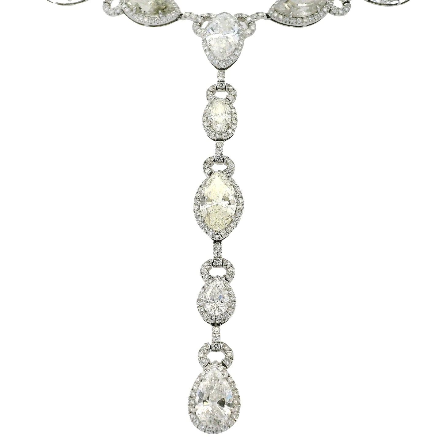Platinum Natural Marquise & Pear Shape Diamond Lariat Necklace
