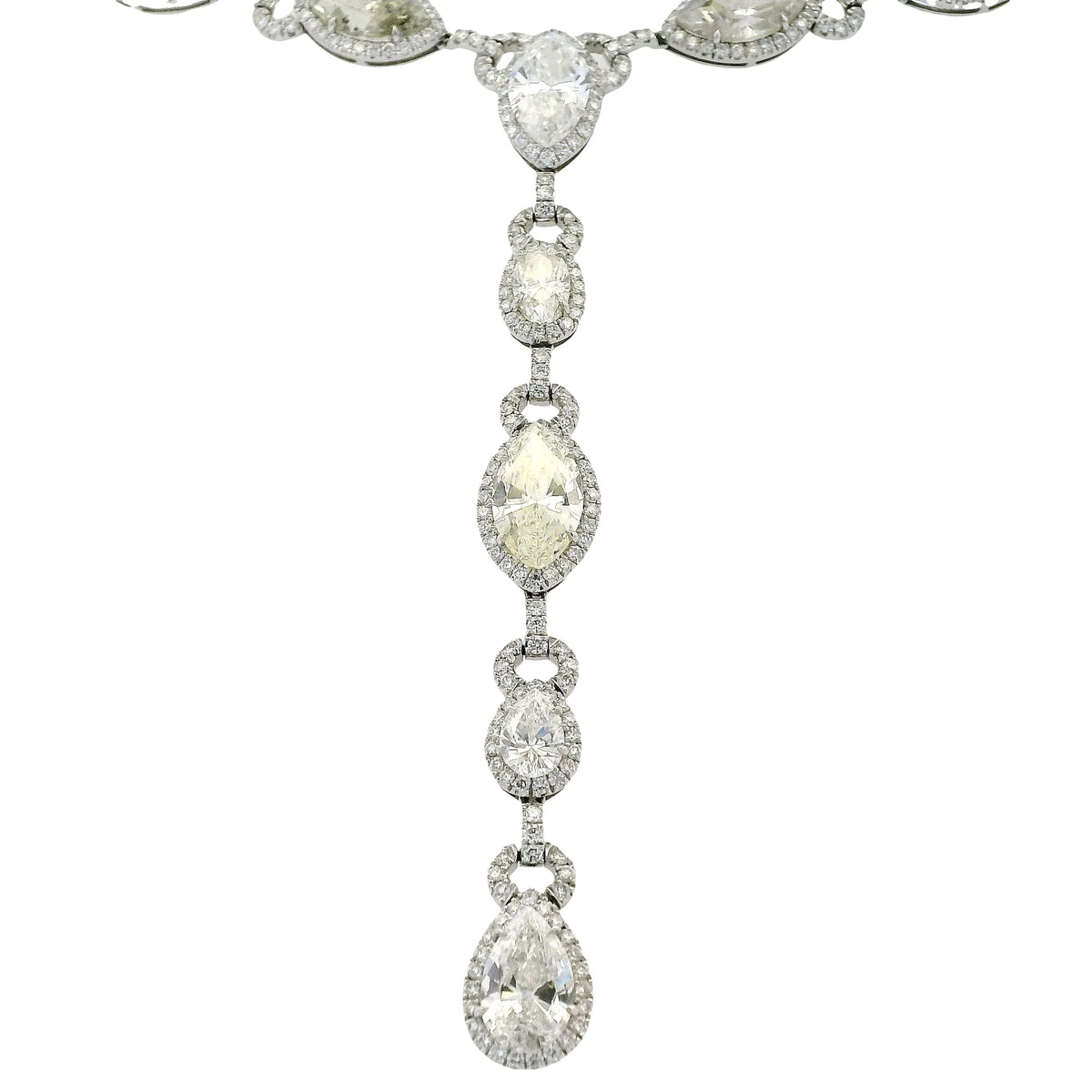Platinum Natural Marquise & Pear Shape Diamond Lariat Necklace — product photo 10