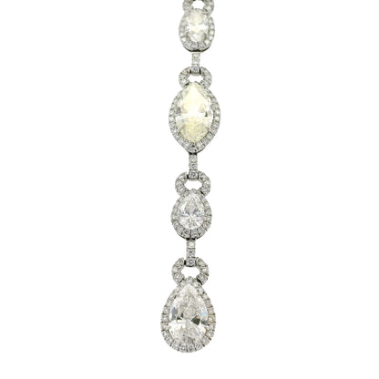 Platinum Natural Marquise & Pear Shape Diamond Lariat Necklace