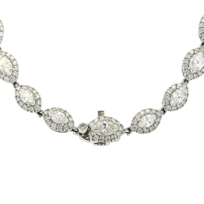 Platinum Natural Marquise & Pear Shape Diamond Lariat Necklace