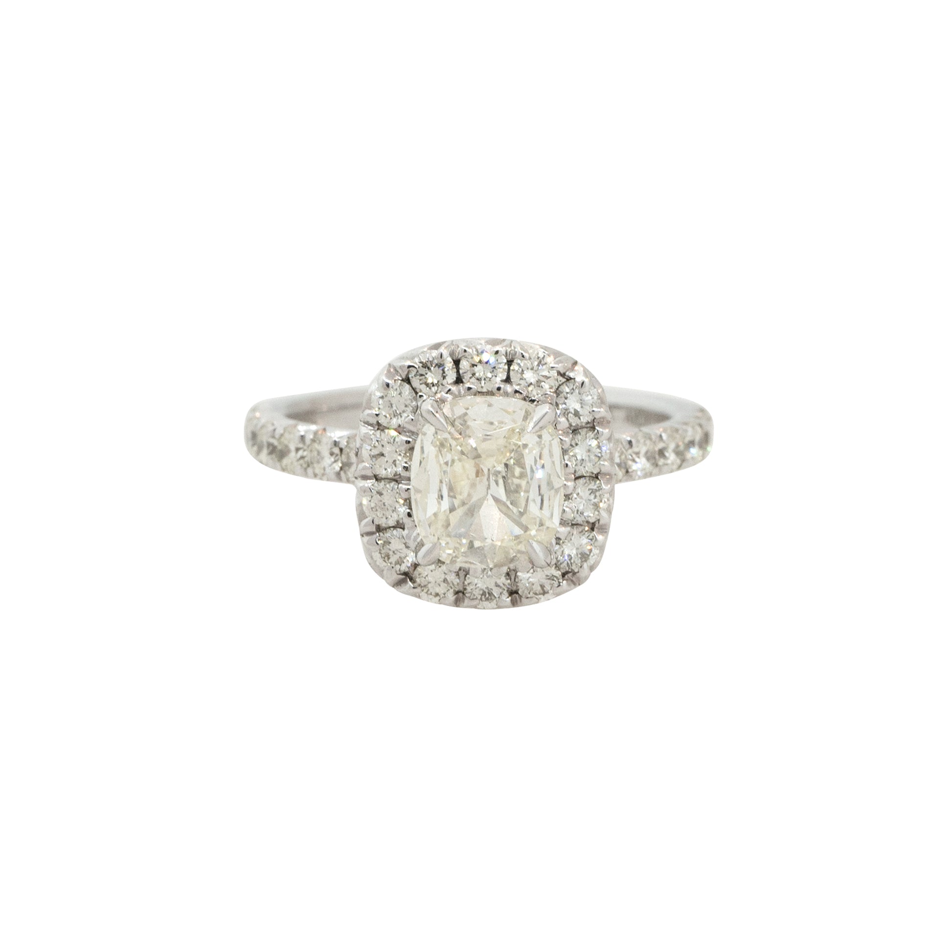 18k White Gold 1.78ctw Cushion Cut Diamond Engagement Ring
