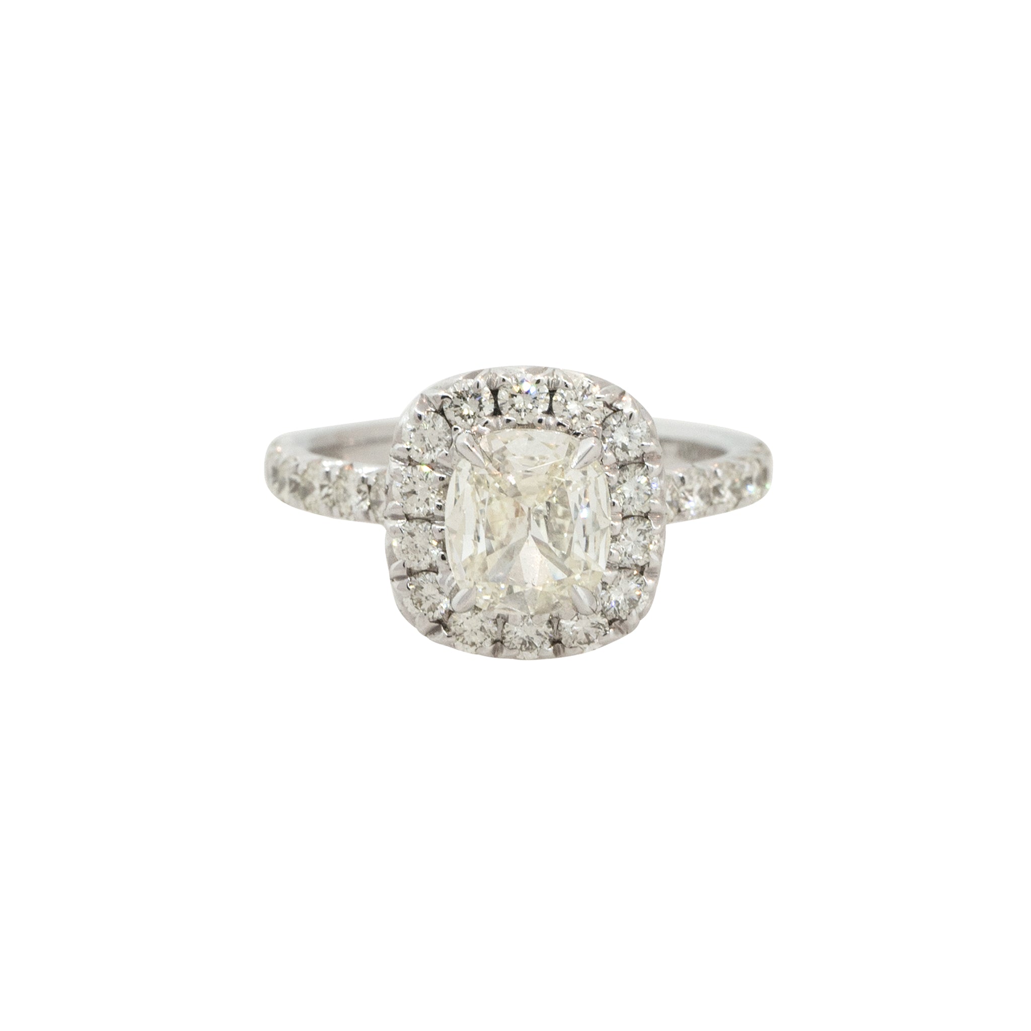 18k White Gold 1.78ctw Cushion Cut Diamond Engagement Ring
