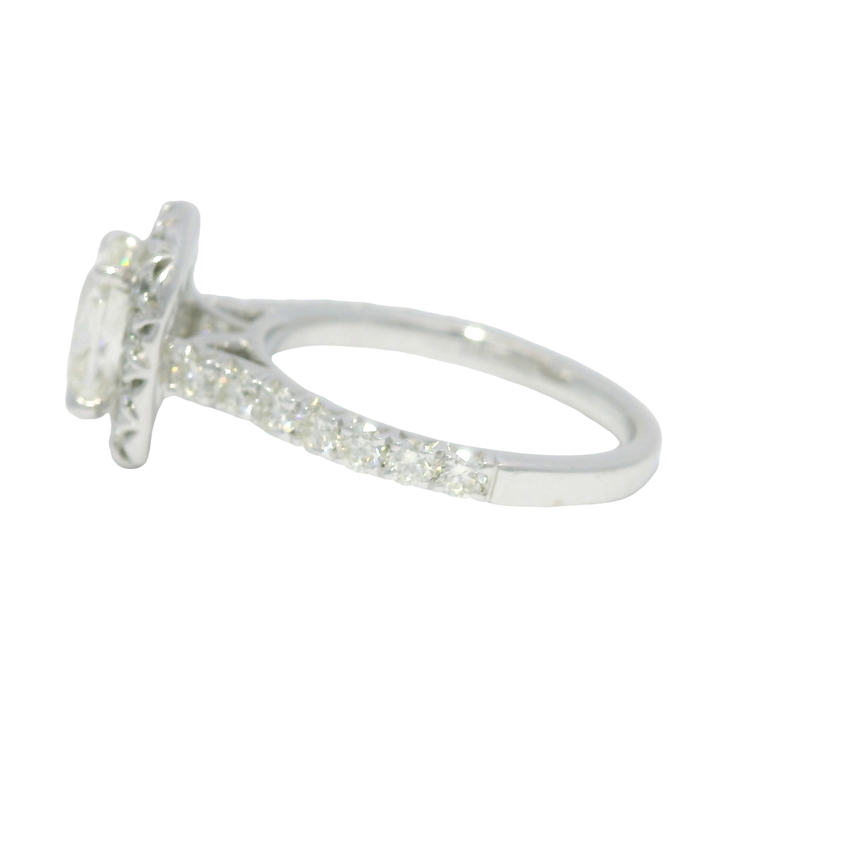 Henri Daussi 18k White Gold Natural Cushion Cut Diamond Halo Engagement Ring — product photo 4