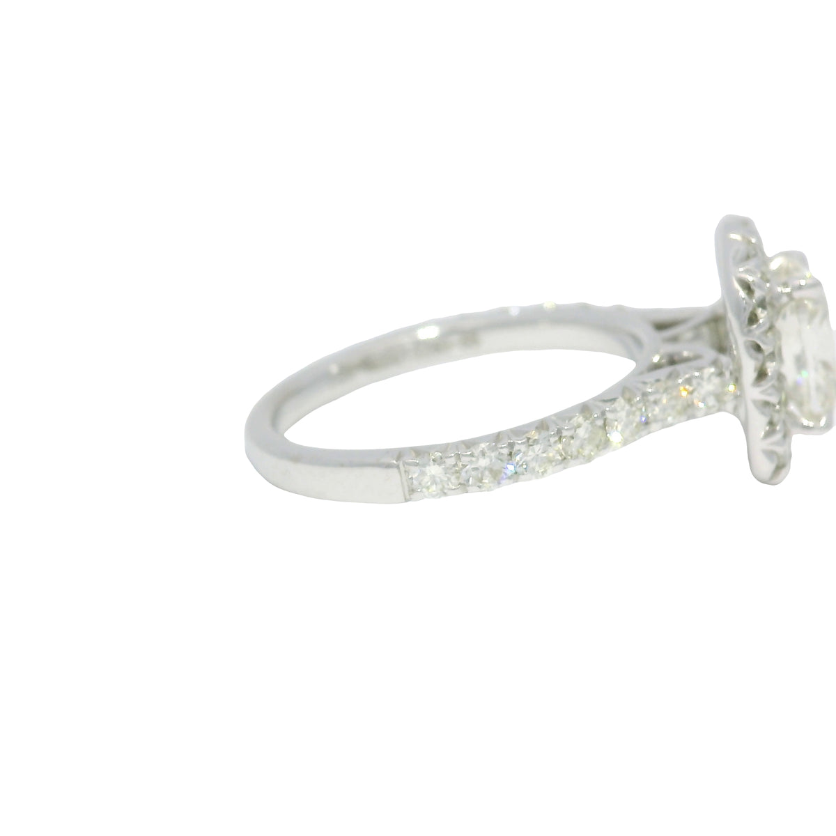Henri Daussi 18k White Gold Natural Cushion Cut Diamond Halo Engagement Ring — product photo 6