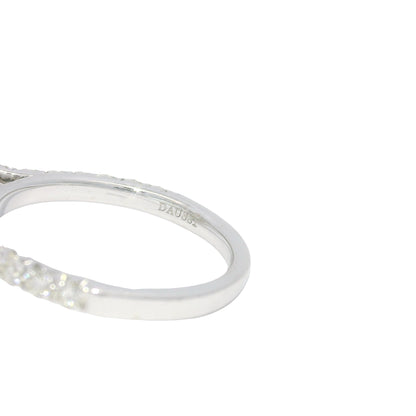 Henri Daussi 18k White Gold Natural Cushion Cut Diamond Halo Engagement Ring