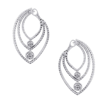 18k White Gold 4.25ctw Diamond Three Row Earrings
