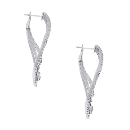 18k White Gold 4.25ctw Diamond Three Row Earrings