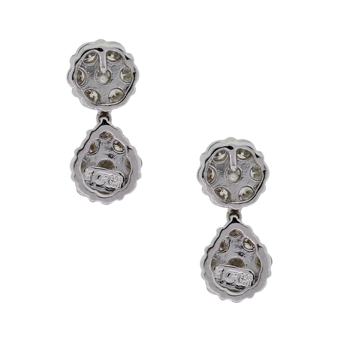 Greg Ruth 18k White Gold 1.72ctw Diamond Drop Earrings