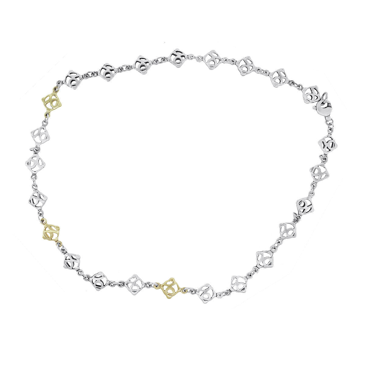 David Yurman 18k Yellow Gold & Sterling Silver Multi Tag Necklace