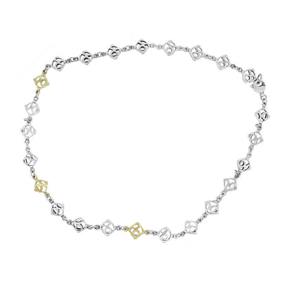 David Yurman 18k Yellow Gold & Sterling Silver Multi Tag Necklace