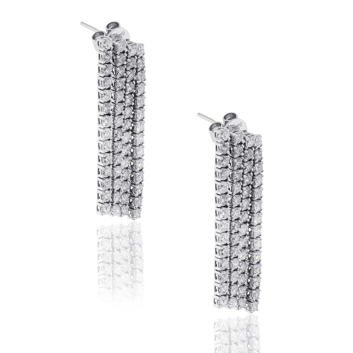 18k White Gold 5.04ctw Diamond Multi Strand Hanging Earrings