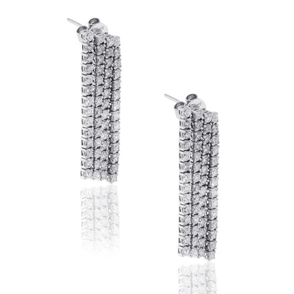 18k White Gold 5.04ctw Diamond Multi Strand Hanging Earrings