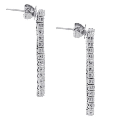 18k White Gold 5.04ctw Diamond Multi Strand Hanging Earrings