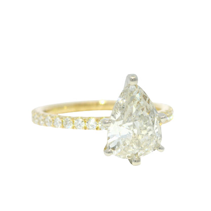 18k Yellow Gold Natural 1.39 Carat Pear Shaped Diamond Engagement Ring