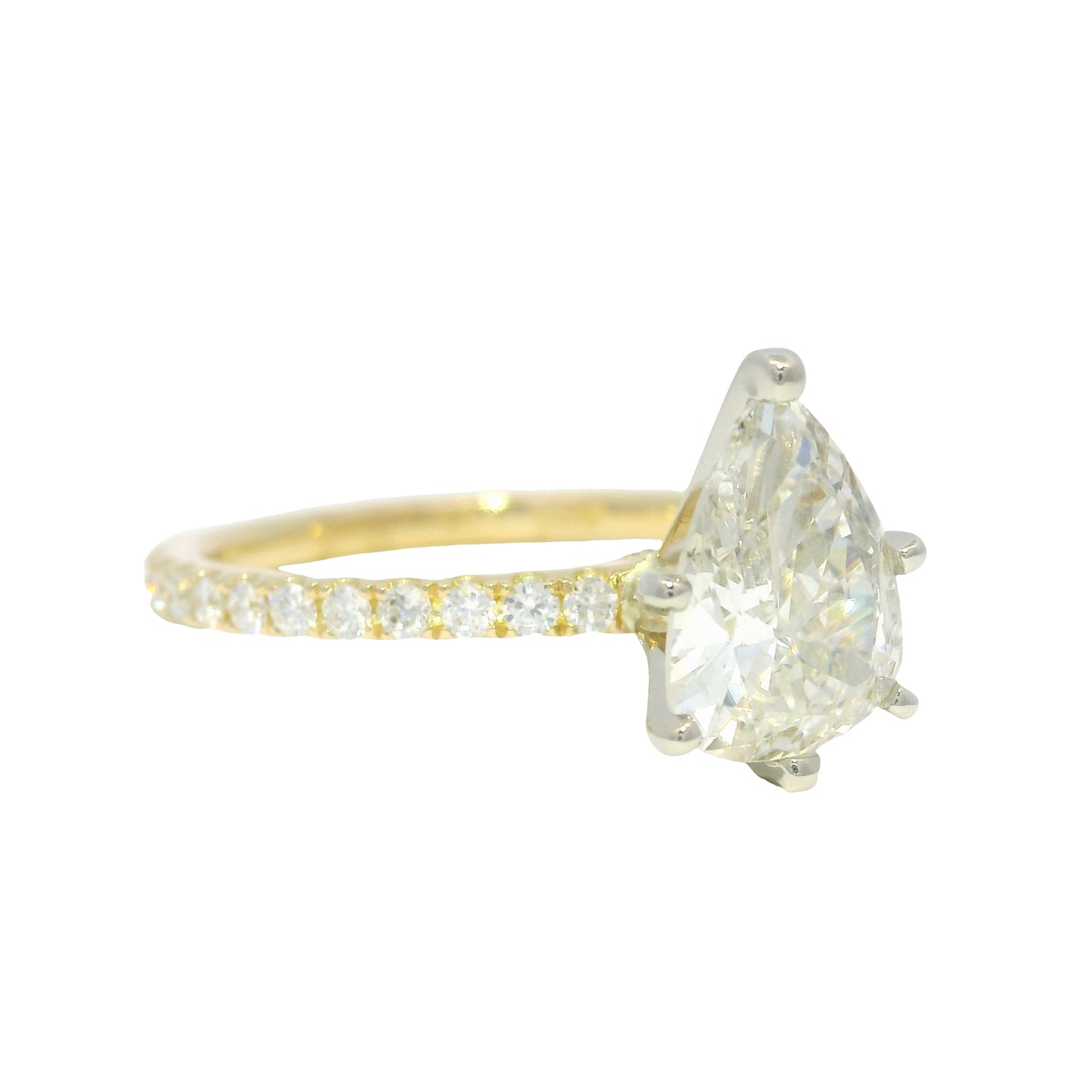 18k Yellow Gold Natural 1.39 Carat Pear Shaped Diamond Engagement Ring